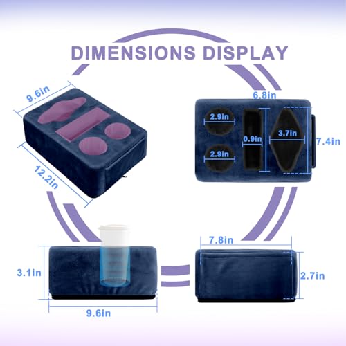 4 Hole Couch Cup Holder Tray, Cup Holder for Bed Suitable for Cup Holders on Sofas, beds, Camping, RVs, Cars, and Beaches.Navy Blue - color: Navy Blue, size: 12.2" x 9.4" x 3.1"