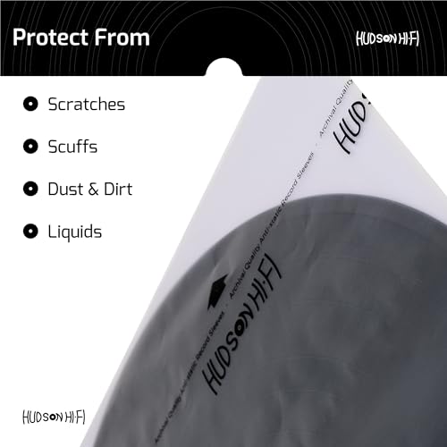 Hudson Hi-Fi Anti-Static Vinyl Record Sleeves - Durable Clear Disc Sleeves- Protect Your LP Albums from Scratches, Dust & Dirt - Acid-Free Rice Paper Disc Covers, 250x Inner Sleeves - size: 250 Inner Sleeves