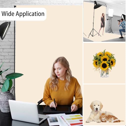 Cream Photography Backdrop for Photoshoot, Photo Backdrop Curtain, Perfect Cream Backdrops for Party Portrait Photoshoots Video Studio 5FTx7FT - color: Cream, size: 5x7 FT