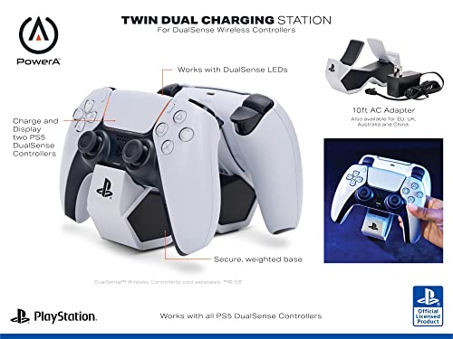 PowerA Twin Charging Station for Dualsense Wireless Controllers, Dualsense Controller Charging, Charge, Sony PlayStation, PS5, Officially Licensed - PlayStation 5 - style: Dual Charging