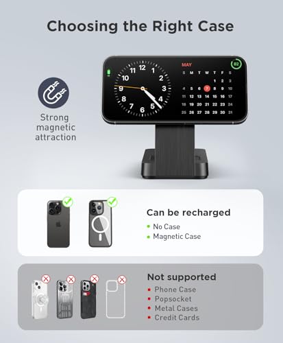 3 in 1 Magnetic Wireless for iPhone Charging Station: Foldable Portable Charger for iPhone 17-12 Pro Max & Apple Watch & AirPods, for Apple Multiple Devices Charger for Home,Office&Travel