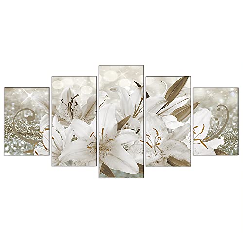 LUDUHU White Orchid Flowers Canvas Print - Abstract Floral Wall Art, Flower Poster, Painting Decor for Home Decoration Artwork Picture Bedroom (B,Oversize 60x30inch) - color: B, size: Oversize 60x30inch