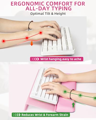 Keyboard Stand with Wrist Rest - Comfortable Wrist Pad for Easy Typing, Keyboard Tray for Office, Home, School (Fits Most Standard Keyboards) (Pink) - size: Pink