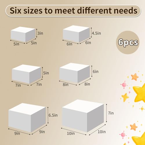 6 pcs white Acrylic Buffet Risers ,Buffet Risers Set,Mini Acrylic Signs,Nested riser with hollow bottom,Display stands for parties, restaurants, jewelry and collectibles(white, 6 pcs 5in to10in) - color: white, size: 6 pcs 5in to10in