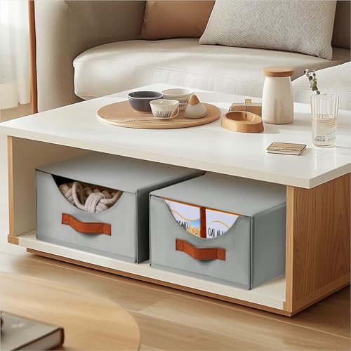 Homsorout Stackable Storage Drawers - Collapsible Storage Bins with Drawers, 6 Pack Closet Shelf Organizer Basket, Fabric Pull Out Organizer for Bedroom, Living Room, Dorm, Grey - color: Gray, size: 13 Inch. - 6 Pack