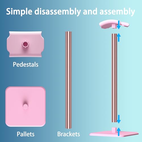 Headphone Stand - Headset Stand with Aluminum Hanger, Headphone Holder for AirPods Max, Sony, Bose, Beats and More (Pink) - color: Pink