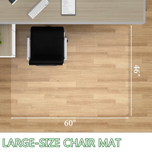 100pointONE Large Office Chair Mat for Hardwood Floor - 46" x 60" Clear Floor Protector Mat for Office Chair On Hardwood, Easy Glide Desk Chair Mat for Home & Office - color: Transparent, size: 46" x 60" Rectangular