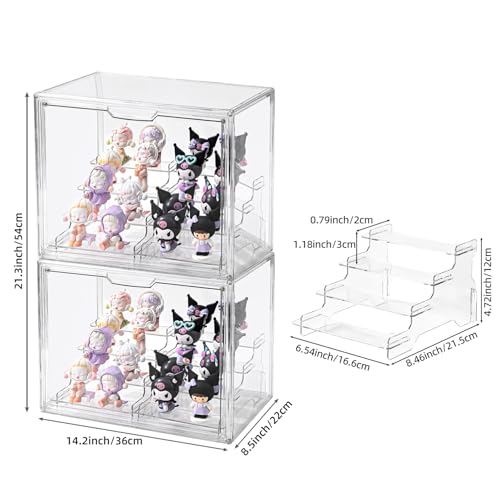 4Tier Display Case for Collectibles,Clear Display Box with 2 Stands ,Storage Container with Magnetic Door - size: XLarge 2 Pack