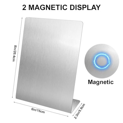 2 Pcs Magnetic Bulletin Board with Stand Metal Tabletop Memo Board Magnet Menu Easel Board Stainless Steel Display Stand for Office Home Kitchen School 10.4 x 6 in