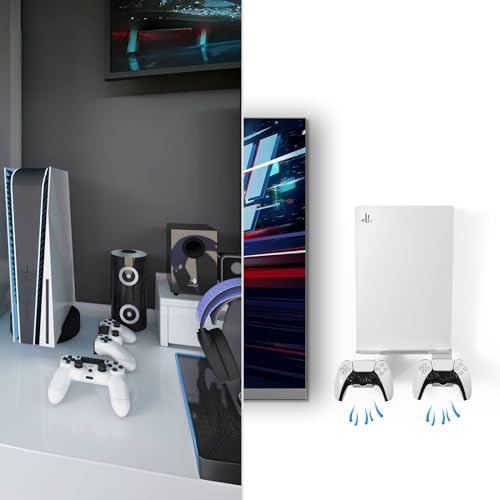 PS Metal Holder, 10” Floating Shelves for Wall, Wall Bracket for Playstation 5 and 4, Also Good to Support Speakers, Internet Router, Security Camera– for Gaming Room and Living Room (Silver)