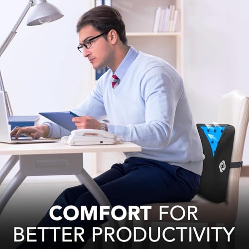 Samsonite Memory Foam Lumbar Support Pillow for Office Chair, Gaming Chair & Car Seat Automotive Use, Home Office Essentials for Sitting Comfort and Posture Relief Back Support, Black with Cooling Gel - color: Black Mesh With Ventilation