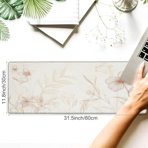Desk Pad, Vintage Boho Line Botanical Floral XL Gaming Mouse Pad with Stitched Edges,Non-Slip Waterproof Rubber Base Large Desk Mat for Keyboard and Mouse 31.5"x11.8" - color: Colour10, size: 31.5" x 11.8"