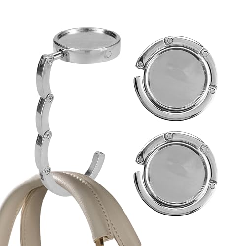 kwmobile Purse Hook for Table - Set of 2 Purse Holder - Folding Handbag Hanger - Portable Bag Holder - Bag Hooks for Desk - Table Hook Silver - color: Silver