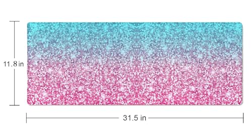 Pink Glitter Pattern Mouse Pad (31.5 × 11.8 × 0.12 inch) Extended Large Mouse Mat Desk Pad, Stitched Edges Mousepad,Non-Slip Rubber Base,Gaming Mouse Pad XL - color: Pink Glitter Pattern
