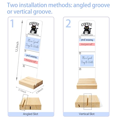 Sticky Notes Monitor Memo Board Acrylic Holder with Removable Wooden Base, Coffee Because Murder is Wrong Logo Desk Set with 200 Sheets Two Sizes Sticky Notes, Office Desk Accessories Organizer - color: Coffee1