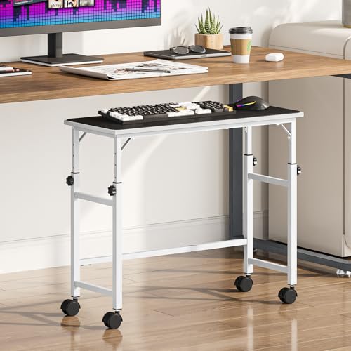 Snughome Mobile Keyboard Tray with Mouse Pad, Height Adjustment 21.6"-31.1", Keyboard Standing Desk, Rolling Under-Desk Extender with Lockable Casters, Desk Accessories for Home Office, White - color: White