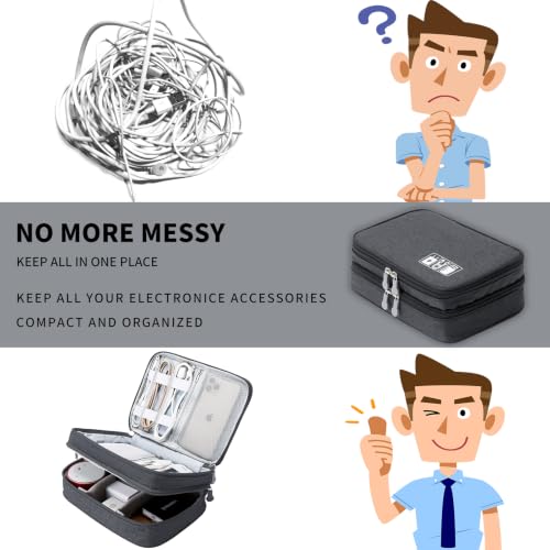Lanola Travel Cable Organizer Bag, Electronic Accessories Case Portable Double Layer Cable Storage Bag for Cord,phone,Charger, Flash Drive, Phone, SD Card,Personal Items (3-Black-Customized, S) - color: 3-Black-Customized
