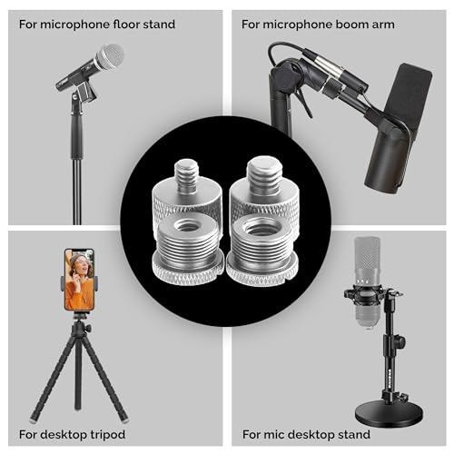 IXTECH Mic Stand Adapter Set - 8pcs Metal Tripod Adapter - 5/8" to "3/8" & "1/4" Male/Female Threads - ADP01 Silver - color: 8 ADAPTER