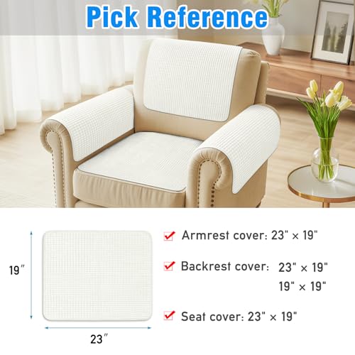 Couch Arm Covers, Sofa Arm Covers, Waterproof Armrest Cover for Sofa, Armchair, Loveseat, Headrest Cover, Non-Slip Recliner Arm Cover, Arm Chair Covers Set of 2 (Cream, 23"×19") - color: Cream, size: 23" x 19" - 2 pcs