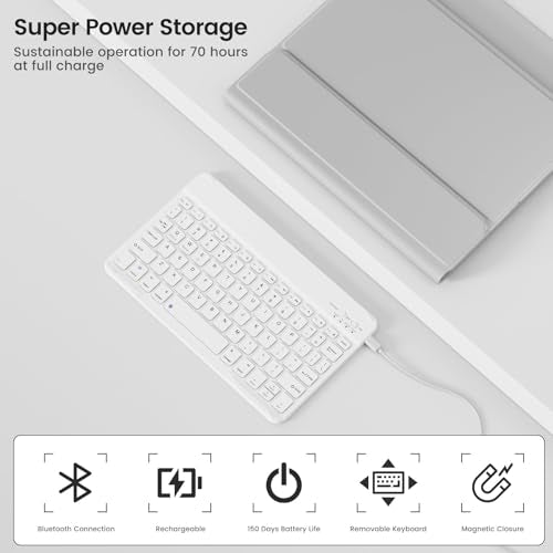 Case with Keyboard for iPad Air 11 Inch M4/M3/M2, Gray | for iPad Air 5th/4th Generation 10.9 Inch, Magnetic Detachable Bluetooth Keyboard Cover with Pencil Holder, Auto Sleep/Wake - color: Gray
