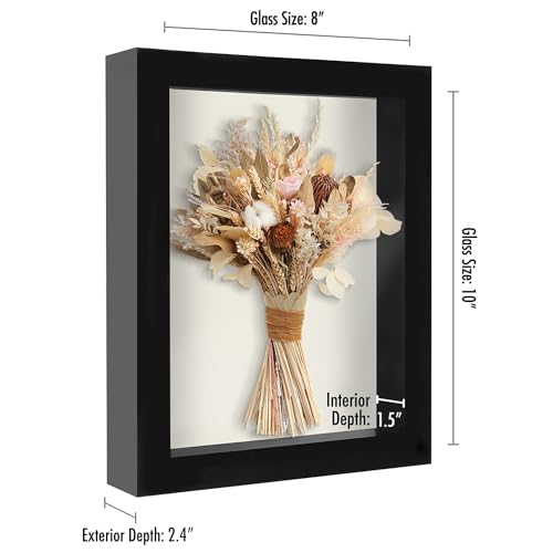 Americanflat 8x10 Shadow Box Frame with Shatter-Resistant Glass - Silhouette Collection - Large Shadow Box Display Case for Tabletop and Wall Display - Black with Soft Felt Back - color: Black, size: 8x10