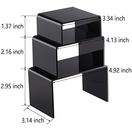Chuangdi 2 Sets Acrylic Display Risers, Product Stand, Jewelry Display Riser Shelf Showcase Fixtures for Dessert Cupcake Candy Figure Treat Action Showcase(Black,Small Set) - color: Black, size: Small Set