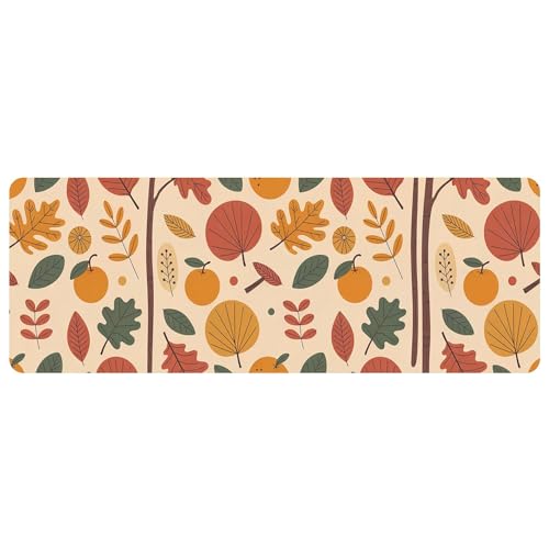 Leather Leaf Desk Pad, Colorful Art Mouse Pad Large Computer Keyboard Gaming Mousepad Waterproof Desktop Protector & Cover, Decorative PU Leather Laptop Mouse Mat Home Decor 10 x 25.6 inch C99 - color: colorful-29