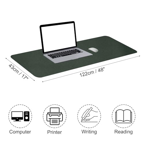 PATIKIL Desk Mat, 48x17 Non-Slip Waterproof PU Leather desk Pad, Dual Sided for Office & Home, Dark Green - color: Dark Green, size: 48"x17"