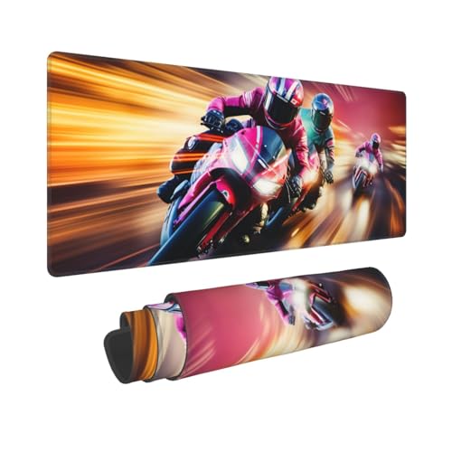 Motorcycle Gaming Mouse Pad, Motorbike Race Sports Large Extended Desk Mat 11.8X 31.5 inches with Non-Slip Base & Stitched Edges, Waterproof Desk Mat for Office, Home, Laptop, Computer Keyboard - color: Motorcycle_13