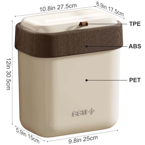Large 3.9 Compost Bin Kitchen with Lid, Under Cabinet Waste Bin for Kitchen Cupboard, Reusable Waste Container for Office, Bathroom, Bedroom, Cream - color: White