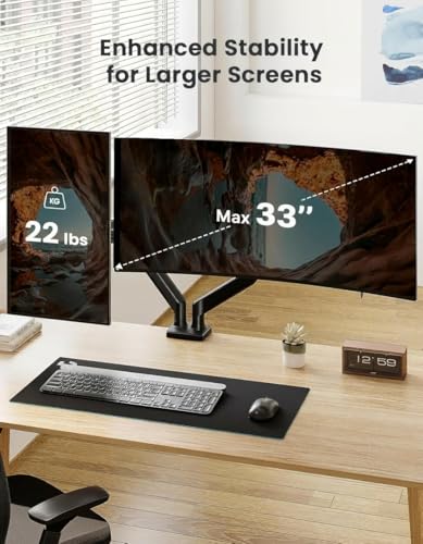 ErGear Dual Monitor Stand up to 33 inches Screen, Load-Bearing Max 22 lbs Each Arm, Adjustable Dual Monitor Mount, Sturdy Steel vesa Monitor Mount with Stable VESA 75x75 100x100mm - size: 17"-33", style: Dual Arms