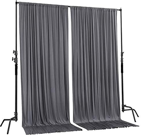 AK TRADING CO. 10 feet x 8 feet IFR Polyester Backdrop Drapes Curtains Panels with Rod Pockets - Wedding Ceremony Party Home Window Decorations - Charcoal - color: Charcoal