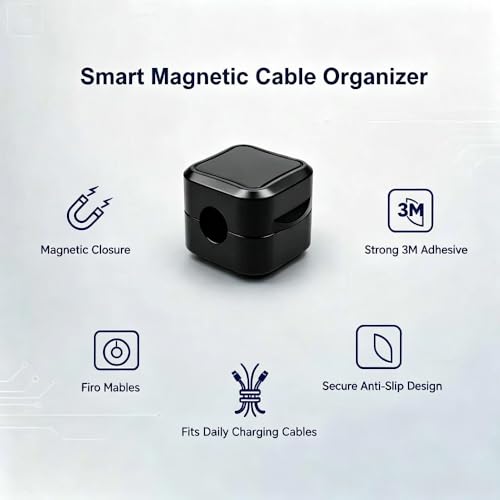 Magnetic Cable Clips, 9 Pack Cord Organizer Holder for Desk, Home, Office, Car, Nightstand, Adhesive Wire Management