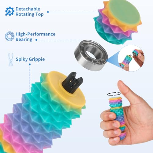 Little Ouchies Pain Stim Fidget Toy, 3D Printed Pocket Spiky Keychain with Clicker Button Spinner Sensory Toys for Anxiety Focus & Stress Reduction Novelty Gifts(Y2) - color: Y2