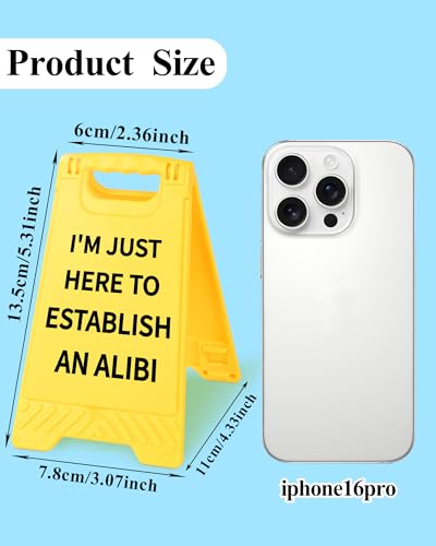Funny Desk Shelf Decor, Here Establish Alibi Mini Desk Sign | Here Establish Alibi Sign, Funny Shelf Sign, Home Office Decor, Mini Desk Sign - style: Here To Establish An Alibi