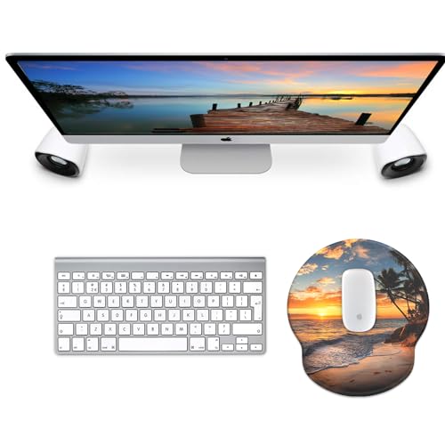 eulps Mouse Pad with Wrist Rest, Comfortable Computer Mousepad with Gel Wrist Support Smooth Surface and Non-Slip PU Base for Pain Relief, Laptop, Office & Home (Sunset) - color: Sunset