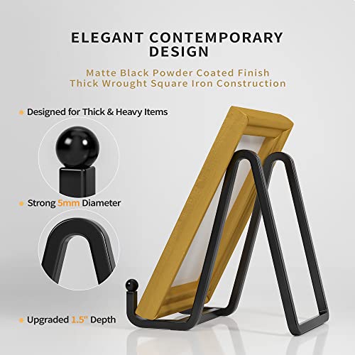 IPAME Plate Stands for Display - 4.5 Inch Metal Square Wire Plate Holder Display Stand + Picture Frame Stand Holder Easel for Book, Decorative Plate, Plaque, Photo, Platter (Black 2 Pack) - size: 4.5 Inch