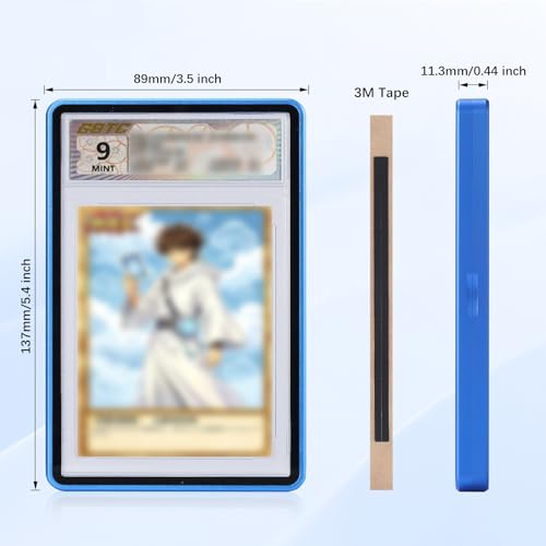 Magnetic Graded Card Case, Premium Aluminum Alloy Protector with 9-Point Lock, Personalized Slab Bumper for BGS, Drop-Tested & UV Resistant, Ideal for Display & Long-Term Storage (Blue) - color: Blue, style: BGS Card Case