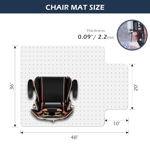 SALLOUS Chair Mat for Carpet, 36" x 48" Office Heavy Duty Chair Mat with Lip, Gaming Chair Mat for Carpeted Floors, Floor Protector Computer Desk Mat for Home Office (Clear, Extended Lip) - color: Clear (Extended Lip), size: 36" x 48" (for carpet)