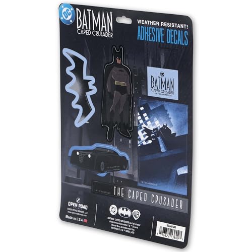 DC Comics Batman Caped Crusader Adhesive Vinyl Decals - Vintage Batman Stickers for Water Bottle or Laptop, 1 Pack (4 Count) - color: Black