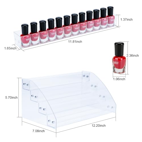 KINGROW Nail Polish Organizer Holder Rack 4 Layers Acrylic Display Rack Eyeglasses Shelf Essential Oils Ink Storage Holds Up to 64 (Fit 1-2oz Bottles) - size: 4 Layers