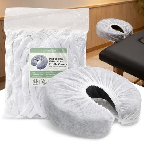 100PCS Disposable Face Cradle Covers, Universal Size Face Rest Covers for Massage Table, Ultra Soft Non-Woven Massage Table Headrest Cover Disposable Fitted Headrest Cradle Cover for Chairs