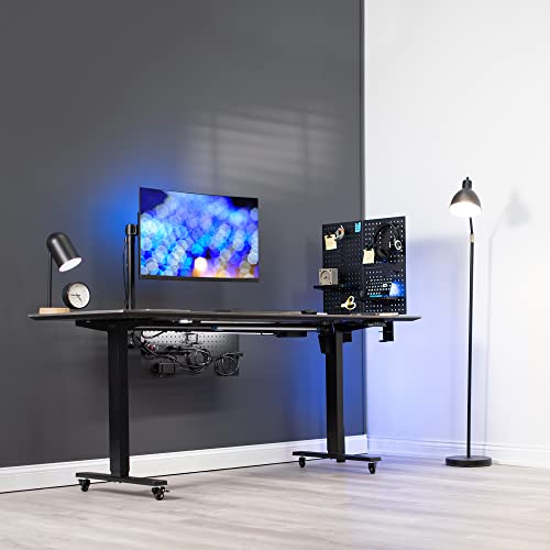 VIVO Black Clamp-on 12 x 20 inch Desk Pegboard, PP-DK12B | Steel Privacy Panel, Magnetic Peg Board, Office Accessory Organizer, Above or Under Desk Placement - color: Black, size: 12"