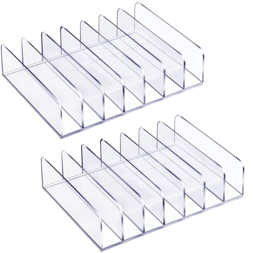 2 Pcs Acrylic Clipboard Holder 7 Slots Clipboard Organizer Display Stand Storage Rack Document Typing Paper Stand Menu Display Receipt Holder for Classroom Office School Teacher No Assembly Required