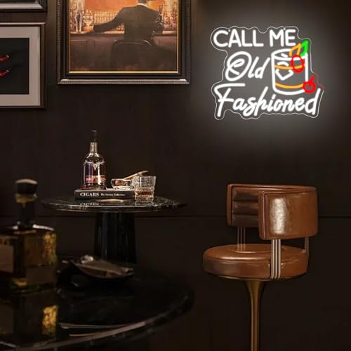 Call Me Old Fashioned Neon Sign Whiskey Led Sign Bar Neon Light Cocktail Bar Letter Wall Decor for Bar Pub Party Man Cave Bedroom Bar Shop - style: call me old fashioned