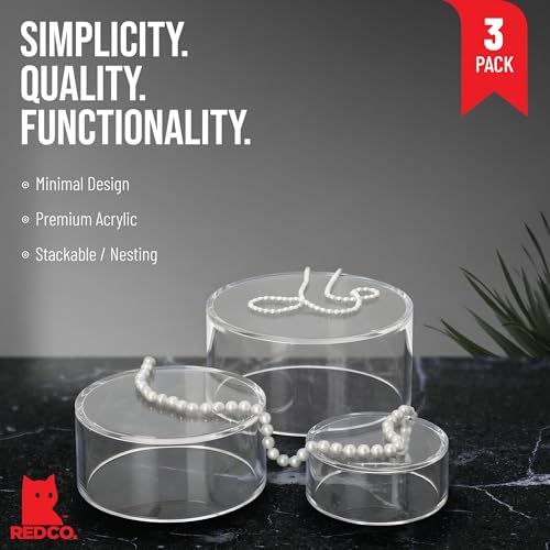 Red Co. Set of 3 Sizes (6", 5", 4") Acrylic Round Cylinder Display Nesting Riser Stands with Hollow Bottoms, Crystal Clear - color: Clear, size: 6", 5", 4"