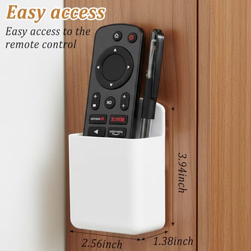 12pcs Wall Mount Remote Control Holder Organizer with Strong Adhesive Tape, ABS Plastic Storage Box for TV Remotes, Pens, Keys, Toothbrushes, Makeup Brushes, White Color