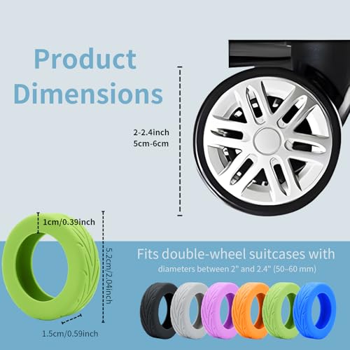 10Pcs Luggage Wheel Covers Silicone Silent Suitcase Protector for Luggage or Office Chair Caste Upgraded Wear-Resistant Anti-Noise Shock Absorption Suitcase Wheel Covers Accessories for Travel Green - color: Green arrow