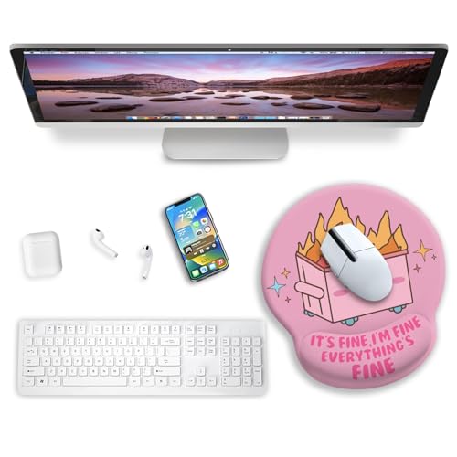 Blusabaca Funny Cute Mouse Pad with Wrist Rest, Dumpster on Fire Ergonomic Mouse Pads Wrist Support for Desk, Mousepad for Wireless Mouse Gaming Laptop Work Home Desk Accessories Office Supplies Decor - color: 0 Dumpster Cute