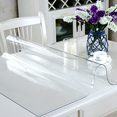 Royhom Clear Table Protector 14 x 30 Inch - 2mm Thick Plastic Table Cover, Clear Table Cover Protector Rectangle, Waterproof PVC Desk Mat for Coffee Table, Writing Desk, Dining Room, Dresser - color: Clear 2mm, size: 14" x 30" (Rectangular)